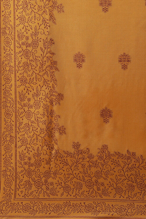 Mustard Jacquard Straight Kurta image number 3